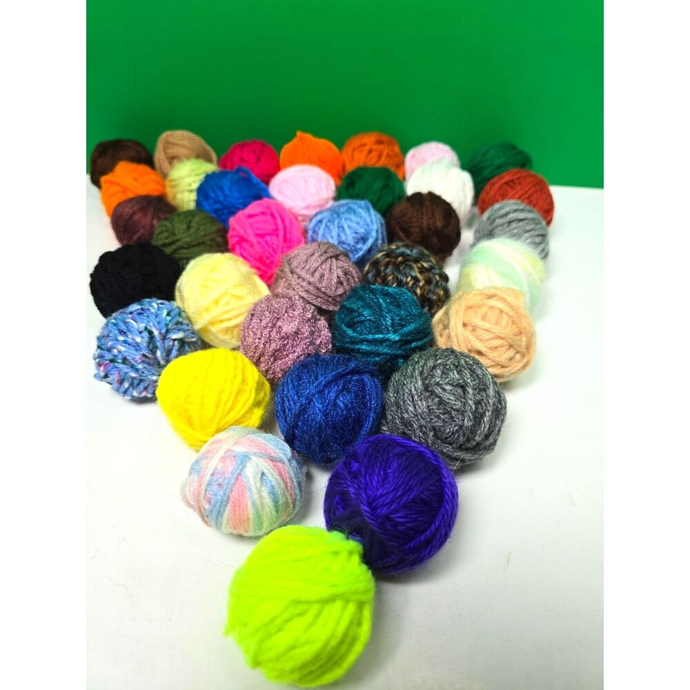 Small Yarn Ball Acrylic Lot X 35 Color Variety Rated 3-4 Destash Craft Sew